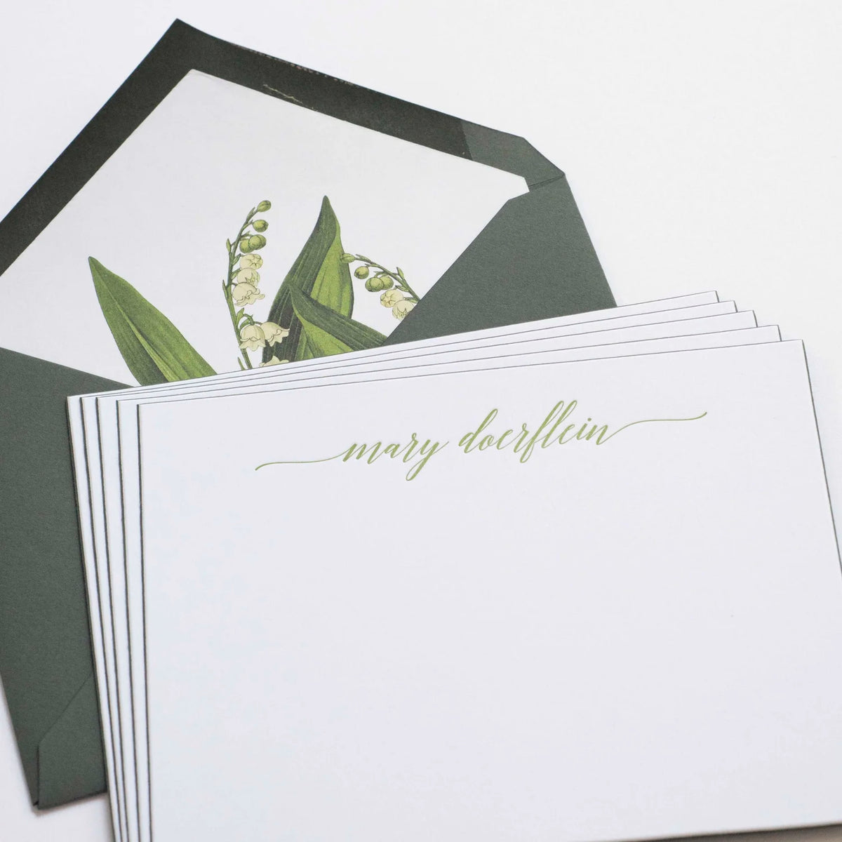 50 Green Floral Beveled Notes - D6