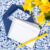 50 Blue Beveled Notes with Floral Liner - D4