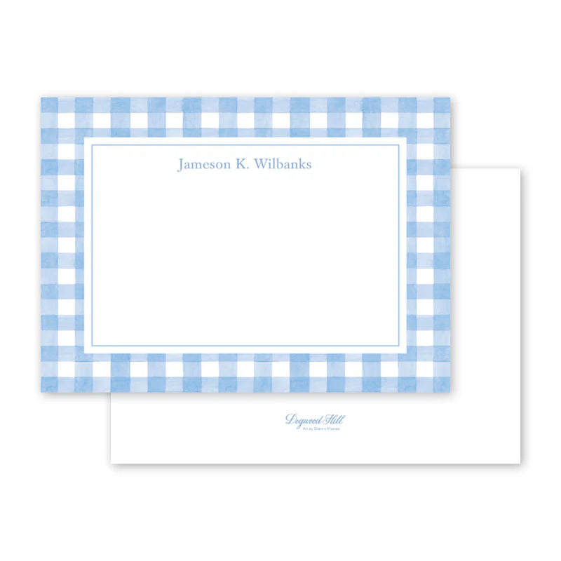 50 Blue Gingham Notecards