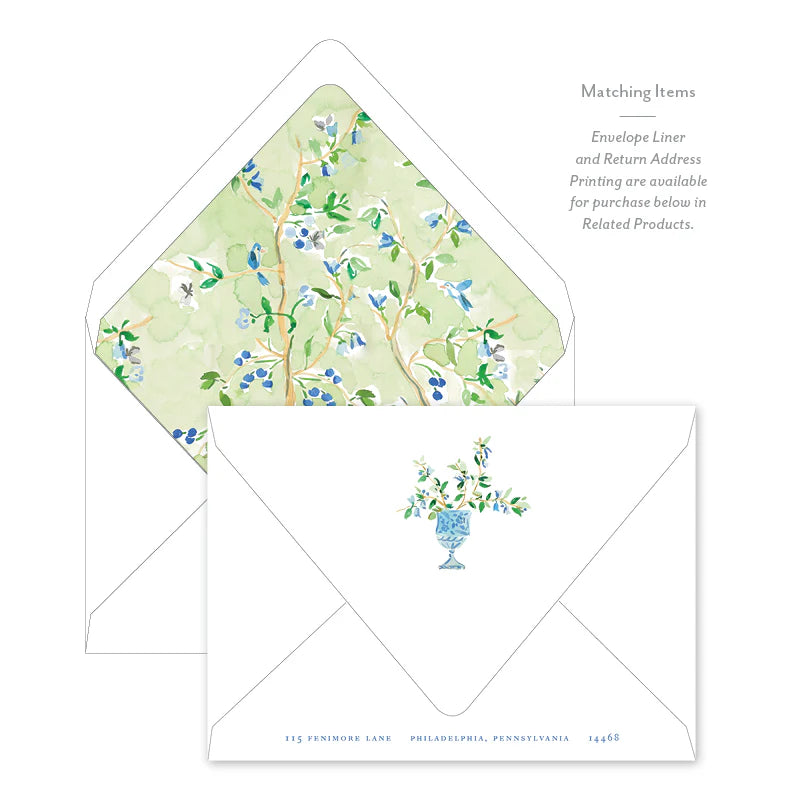 Gorgeous Green Floral Flat Notecard