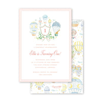 Balloon Festival Pink Crest Birthday Invitation