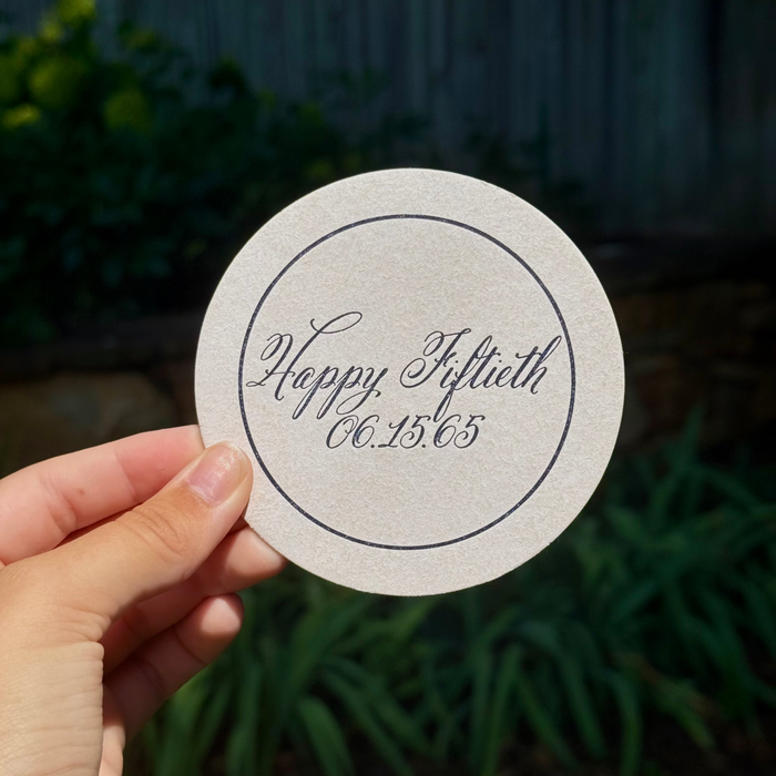 "Happy Fiftieth" Custom Coasters