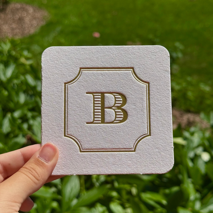 Single Initial Gold Foil Coasters