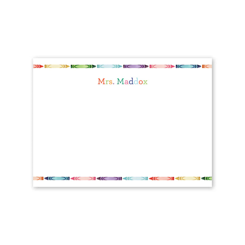50 Teacher Appreciation Crayon Flat Notecard