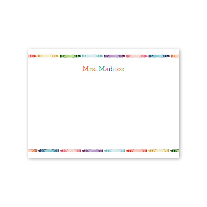 50 Teacher Appreciation Crayon Flat Notecard