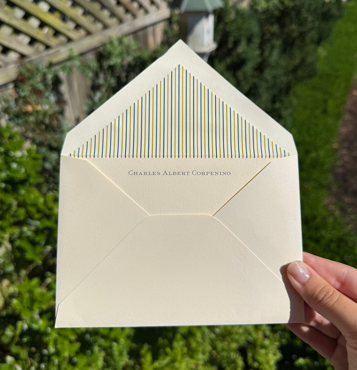 Stationery for Men: Racing Green on Ecru Card