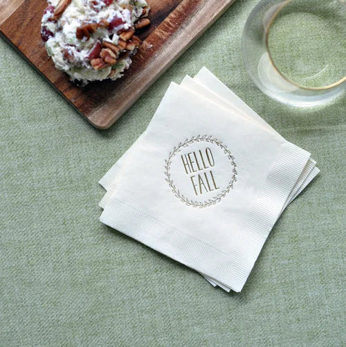 Custom "HELLO FALL" Cocktail Napkins