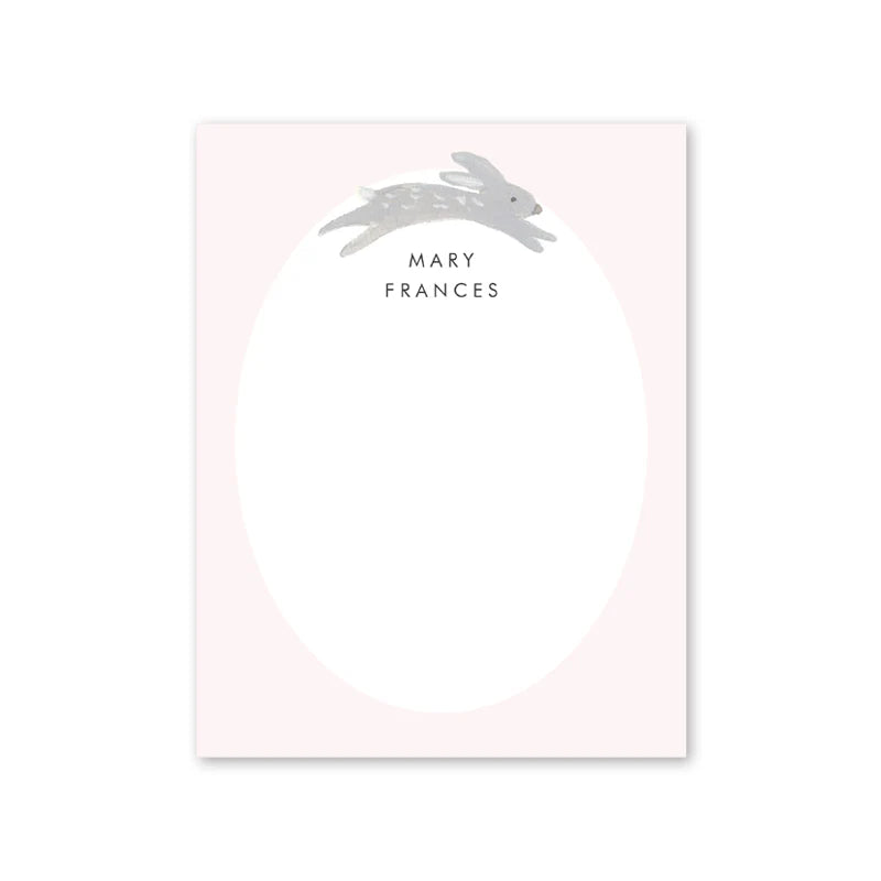 Grey Rabbit with Pink Notecard