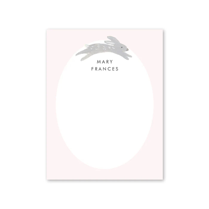 Grey Rabbit with Pink Notecard
