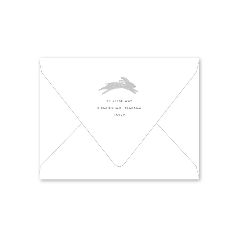Grey Rabbit with Pink Notecard
