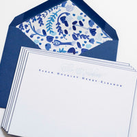 50 Blue Beveled Notes with Floral Liner - D4