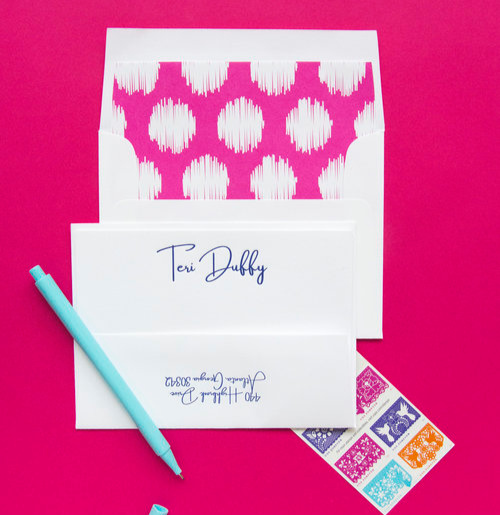 25 Pink Letterpress Cards