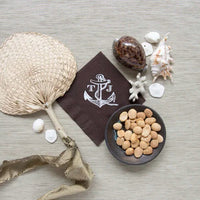 Custom Anchor with White Foil Initials Cocktail Napkin