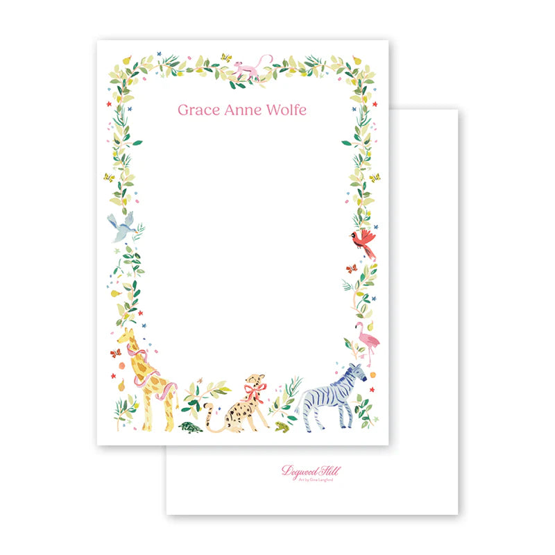 Animal Fete Pink Border Notecard