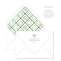Green Floral Border - Flat Notecard