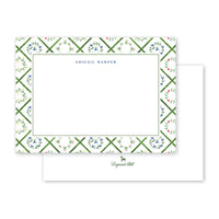 Green Floral Border - Flat Notecard