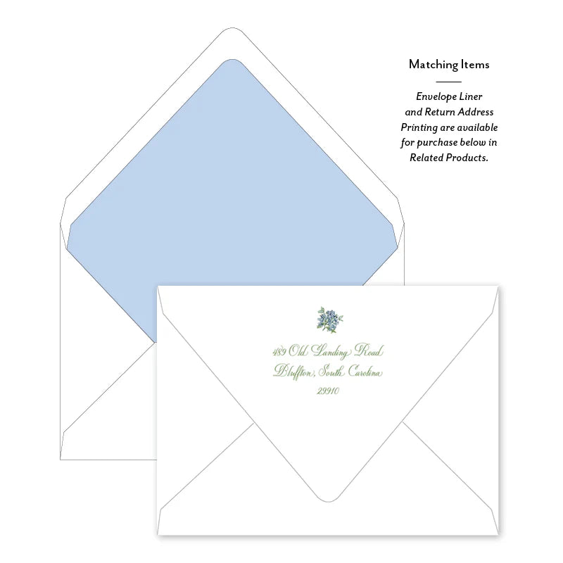 Floral Blue and Green Flat Notecard