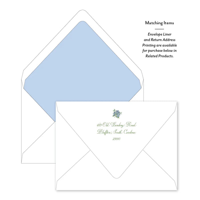 Floral Blue and Green Flat Notecard