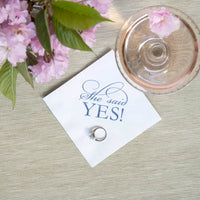 "She said YES!" Custom Cocktail Napkins