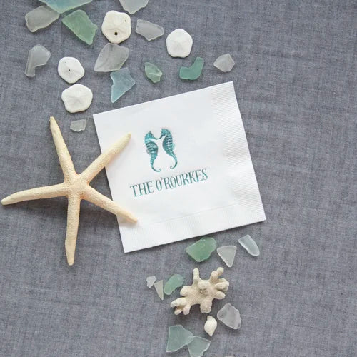 Custom Seahorse Cocktail Napkins
