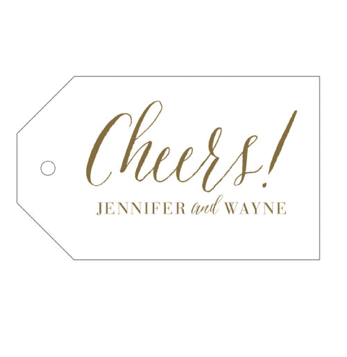 50 Letterpress "Cheers" Tags - Design T10