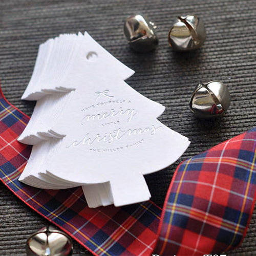50 Letterpress Christmas Tags with Silver Foil