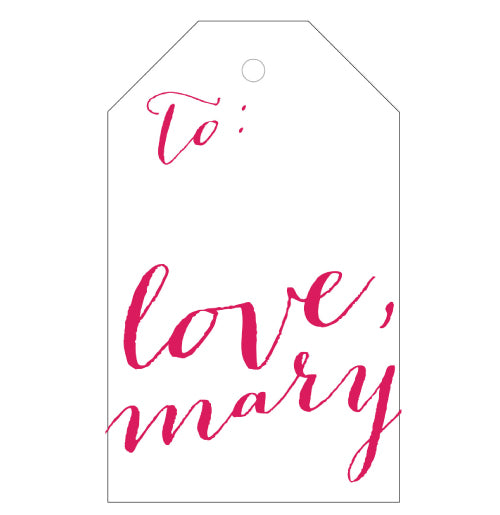 Letterpress gift tag with love! You can add your name and choose from 38 colors.