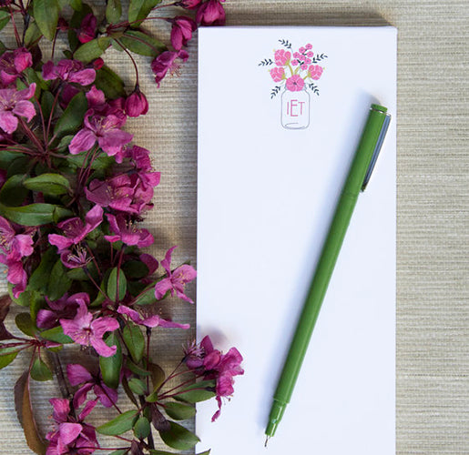 Double-thick Notepad with 3-Letter Flower Monogram