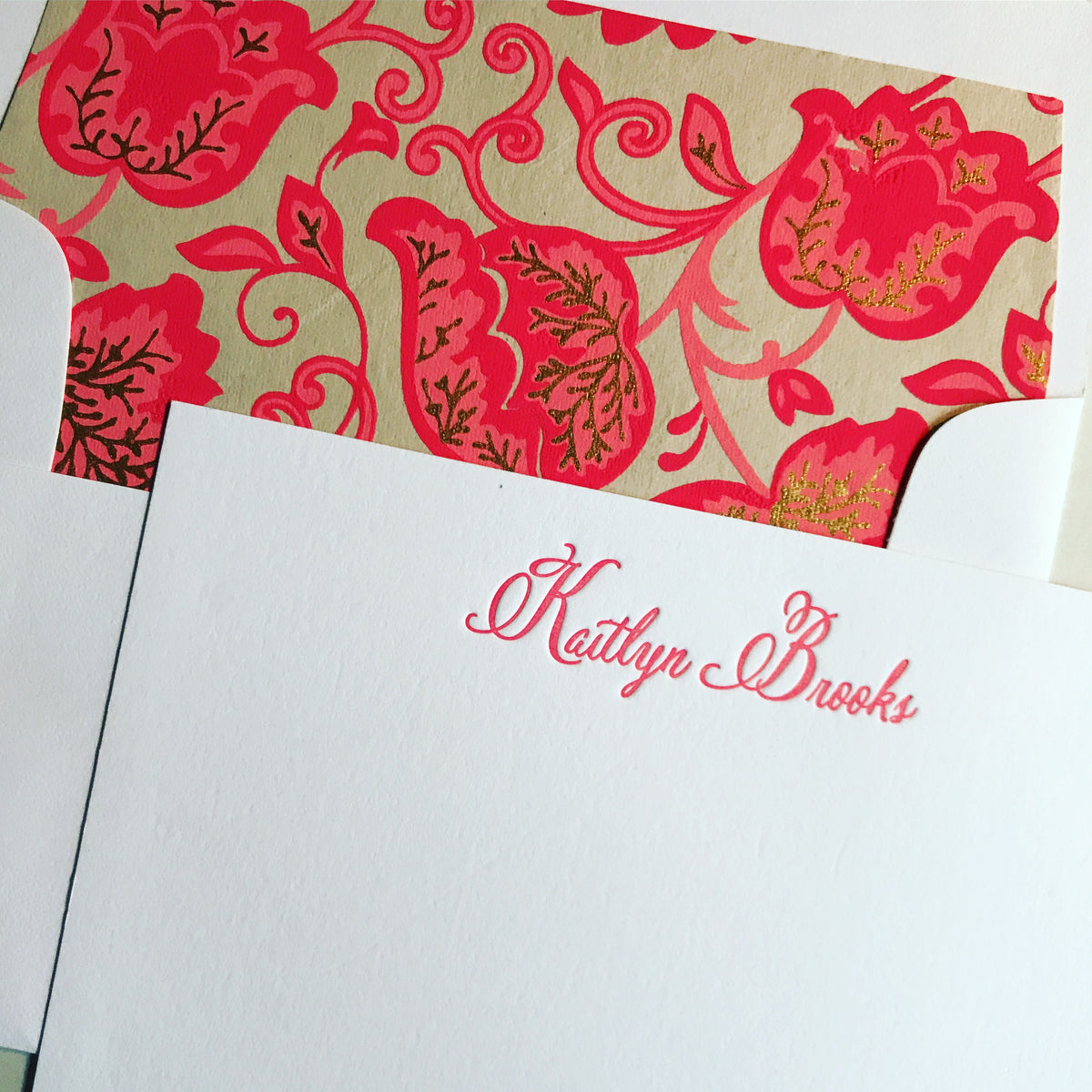 50 Letterpress Cards with Gorgeous Envelope Liner