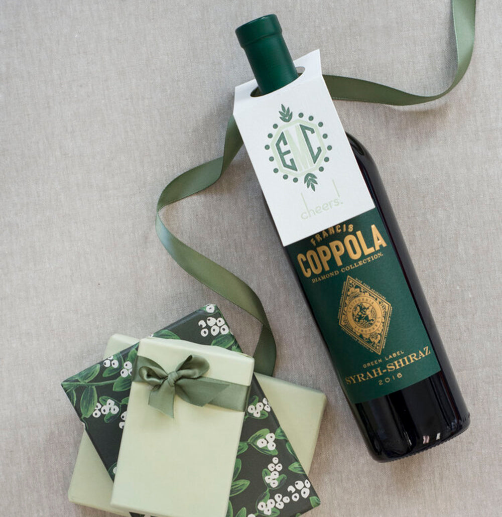 3-Letter Monogram Letterpress Wine Tags