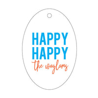 Happy birthday letterpress gift tags. Printed by hand in two colors using old-fashioned letterpress printing machines.
