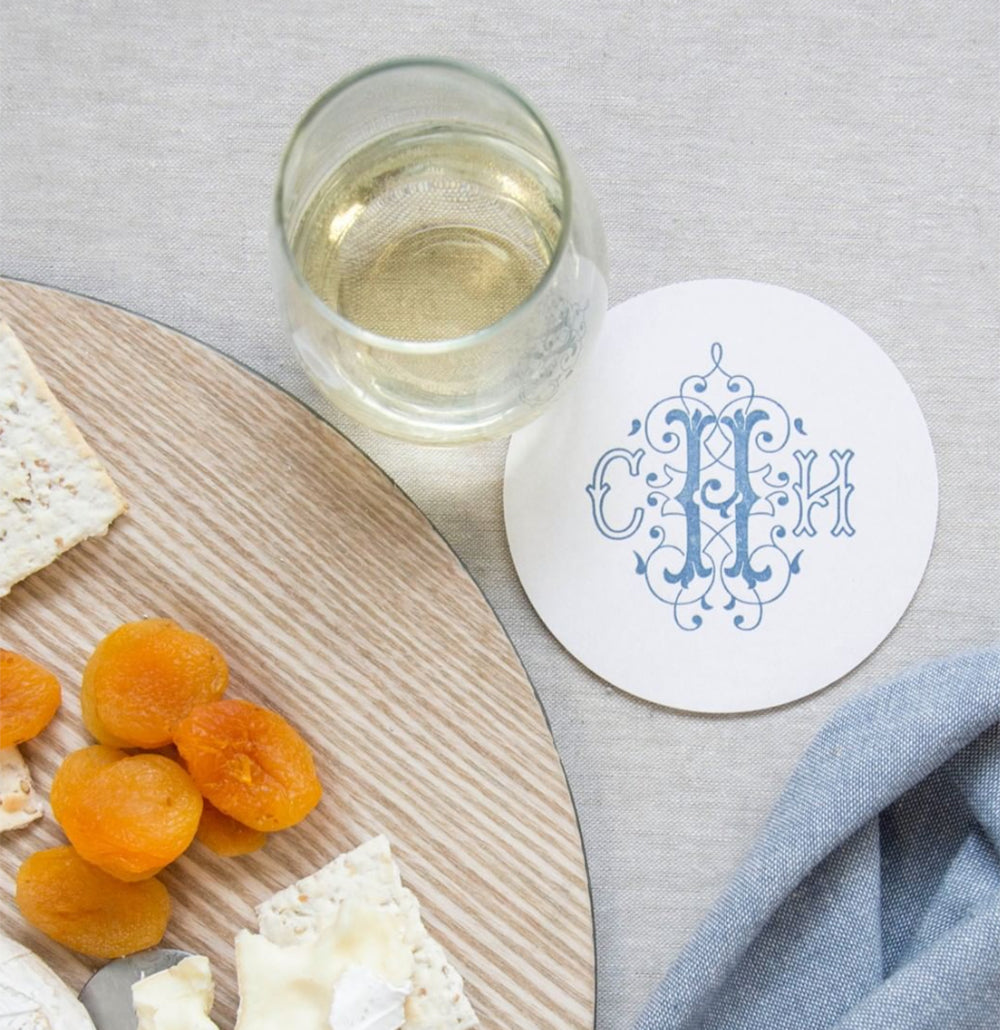 Coasters with Monogram in Blue