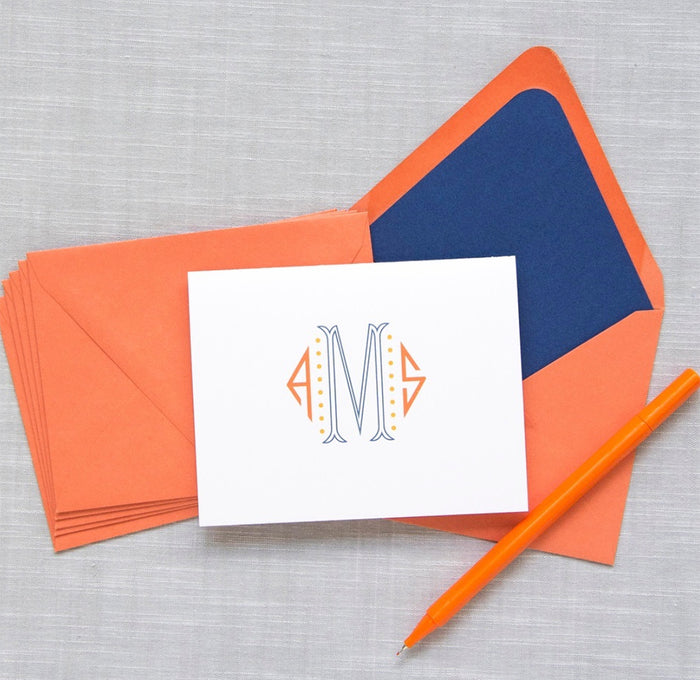 Coral and Navy Foldover Notes