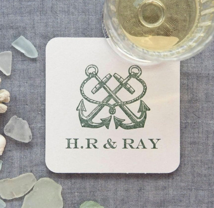 50 Custom Anchor Letterpress Coasters