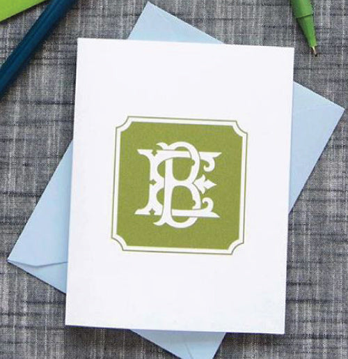 50 Fold Over Notes with 2-letter Monogram