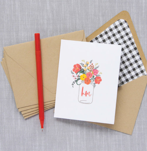 Sweet floral folded notes with 2-letter monogram. Great gift.