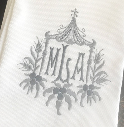 Pique Guest Towels with Bamboo 3-Letter Monogram