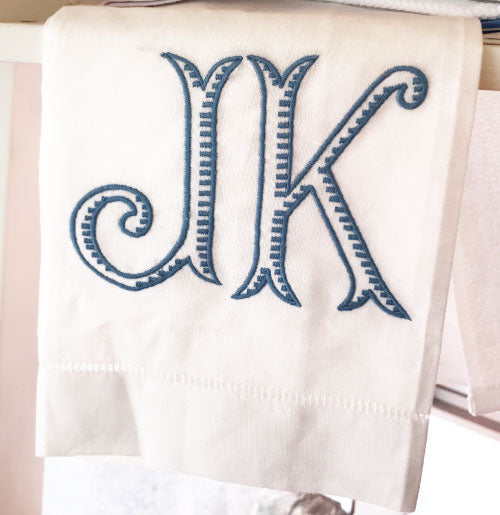 Classic Hemstitch Hand Towel with 2-Letter Monogram