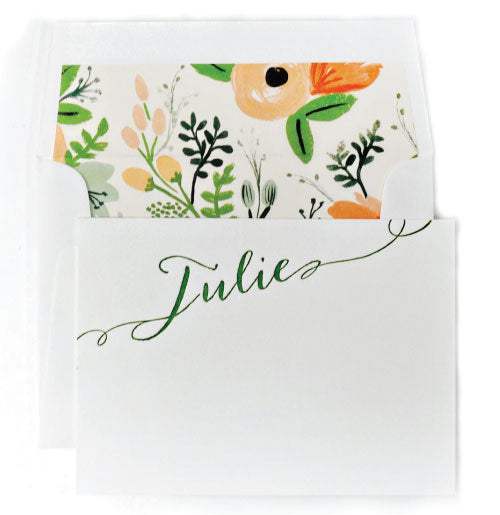 50 Letterpress Cards and Envelopes with Botanical Liner