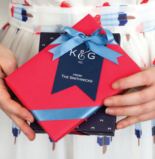 Letterpress Gift Tags - Navy with White Foil