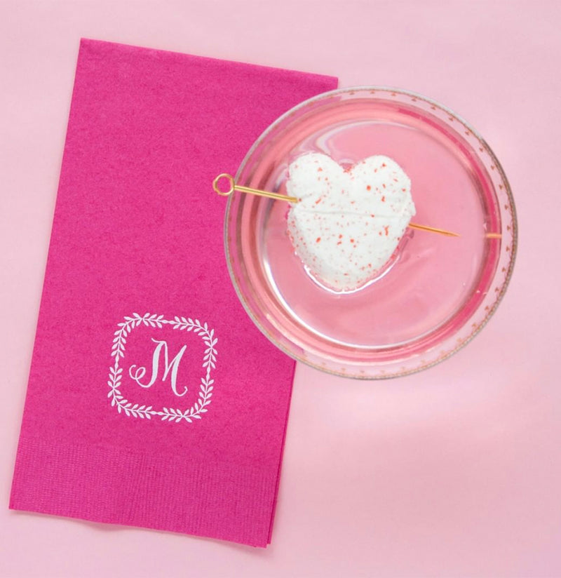 Pink Guest Towels with Single Letter Monogram