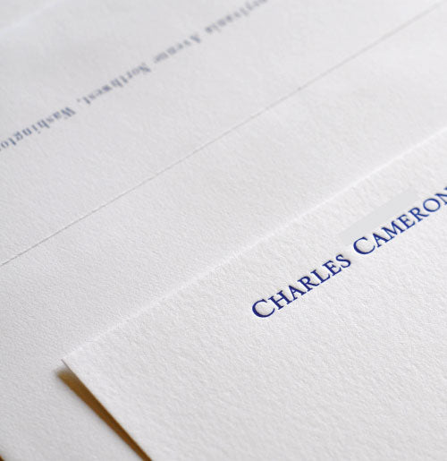 Letterpress Return Address on Social Stationery